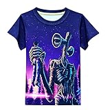 Jungen T-Shirt Siren Head Kinderkleidung Kurzarm Kinder Top Jungen Grafik Tee Geburtstagsgeschenk, violett, 7-8 J