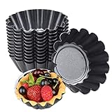 14 STK Ei Torte Form, Antihaft Tartelette Förmchen, Wiederverwendbare Törtchenformen, Kohlenstoffstahl Mini Tarteform Muffin Form Törtchen für Pudding,Backen,Kuchen Werkzeug Kekse (7.5 X 2.3CM)