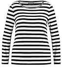 Samoon Damen Ringel-Shirt mit Ziersteinen leger, Gerade Black/Offwhite Ringel 42