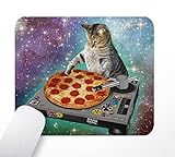 Sharkoon Pizza Katze Office Mauspad, Rutschfeste Gummi Basis Mousepad, Computer PC, 240×200mm, Schw