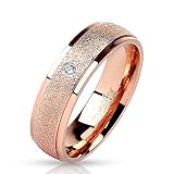 Bungsa® 67 (21.3) Rosegold Ring mit Stein Zirkonia Kristall sandoptik schmal Edelstahl Verlobung für Damen und Herren (Ring Fingerring Partnerringe Verlobungsringe Trauringe Damenring Chirurgenstahl)