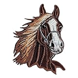 Aufnäher Bügelbild Aufbügler Iron on Patches Applikation Pferd Kopf reiten Pferdekop