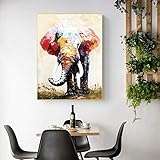 Graffiti Bunte Elefant Leinwand Malerei Tiere Poster und Drucke Wandkunst Bilder für Wohnzimmer Dekoration Ung