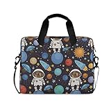 Laptop-Umhängetasche kompatibel mit 14-15,6 Zoll, Hund Astronaut Rocket Star Space Notebook Computer Case Aktentasche kompatib