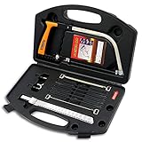 AnJeey Mini Hand Bügelsäge Set, 15-in-1 Multifunktionssäge protable mit Einstellbarer Rahmen,9 Sägeblatt ersetzen Universal Metallsäge für Metall, Alu, Küche, Glas, Fliesen, Holz,