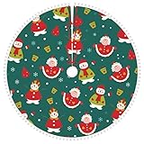 Doppelschichtiger Weihnachtsbaumrock Weihnachten Nahtloses Muster mit Mädchen und Schneemann Weihnachtsbaum Rock mit Pom Pom Trim Merry Christmas Wine Tree Skirt 91,4 cm Holiday Christmas D