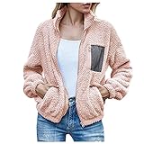 Hirolan Mantel Damen Fleecejacke PlüSchjacke Kunstpelzjacke Warm Cardigan Strickjacke Faux Fur Pelzmantel ReißVerschluss Teddy Fleece Winterjacke Mit Kap