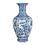 straight fire jingdezhen Jingdezhen Antike Vintage Hauptdekoration Keramik Vase Hexagon Blaue und weiße Porzellan-Blumen-Chinese Ming V