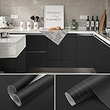 Selbstklebende Folie Dekor Möbelfolie Schwarz Verdickt Klebefolie Möbel 40 X 300cm Tapeten PVC Dekorfolie Folie Wasserdicht und Schmutzabweisend Selbstklebefolie Küchenfolie für Wände Möbel Kü