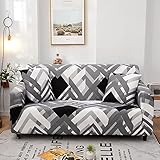 Geometrischer elastischer Stretch-Sofabezug, modularer Ecksofabezug für Wohnzimmer, Haustierschutz-Sofabezug NO.2 3Sitz-L-(190-230