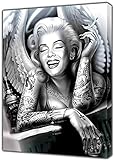 JASONNHZ Schwarz Weiß Marilyn Monroe Engel Portrait Leinwand Malerei Wand-Kunst-Tattoo Rauchen Frauen Poster Und Drucke Wohnkultur Bilder Für Schlafzimmer, Wohnzimmer, Frameless,70×90