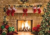 AIIKES 7x5FT Frohe Weihnachten Hintergrund Baumsocken Geschenk Familienfeier Ornamente Hintergrund Frohes Neues Jahr Weihnachten Kamin Thema Fotografie Hintergrund Bild Banner Dekoration 11-209