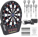 InLoveArts Aktualisierung Elektronische Dartscheibe Automatische Wertung Soft Darts,Elektronische Soft Tip Dartscheibe,27 Spielmodi und 243 Varianten,16 Spieler nehmen Teil,6 D