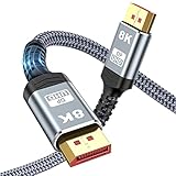 DisplayPort Kabel 1.4 (2M)-Snowkids Displayport 1.4 8K@60Hz 4K@144Hz 2K@240Hz Übertragungsrate 32,4Gbps DSC1.2,Freesync für Gaming Monitor Grafikkarte Laptop TV(Aluminium Legierung&Nylon)