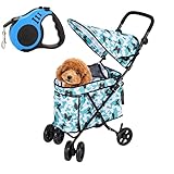 YANGYIN Hundewagen, 4-Rad Hundekinderwagen Für Kleine Hunde Und Katzen, Faltbare Hundekinderwagen, Mit Einziehbarer Hundeleine, Hunde Jogger Buggy Katzen-Kinderwagen, Hundetransportwagen, Buggy