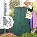 Regentonne, Regentonnen, Regenspeicher, Regenbehälter, Baum 300l natur-grün mit Befüll- und Entnahme-Set grau FROSTSICHERES Regenfass Wassertonne mit Deckel und Wasserhahn DAS ORIGINAL!
