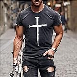 Gerfrwet T-Shirt Kurzarm Lässiges 3D-Druck-T-Shirt Herren Kreuz Kurzarm Oversized Rundhals Streetwear Kollokation S Szj3