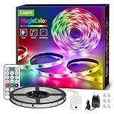 RGBIC LED Strip 5M, Lepro 150 LEDs Streifen Dreamcolor, Lichterkette MagicColor, Musik Band mit Fernbedienung, Lichtband Wasserdicht IP65, Dimmbar Bunt Kette Lichtleiste für Party Weihnachten Dek