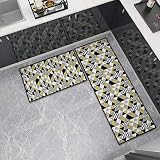 OPLJ Küchenmatte Anti-Rutsch-Türmatte Modernes Wohnzimmer Balkon Badezimmer Geometrisch bedruckter Teppich Waschbare Fußmatte A25 60x180