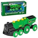 BRIO World 33593 Grüner Gustav elektrische Lok – Batterie-Lokomotive mit Licht & Sound – Kleinkinderspielzeug empfohlen ab 3 J