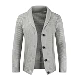 Stricken Jacke Herren Slim Fit Stretch Einfachheit Einfarbig Knopfleiste Herren Sweater Revers Urban Jugend Aushöhlen Design Täglich Casual Pendeln Herren Jacke D-Grey 3XL