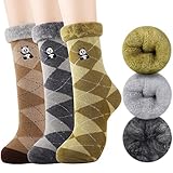 Jeasona Kuschelsocken Damen Flauschig Weihnachtssocken Damen Flauschige Socken Warme Wintersocken Bettsocken Damen Geschenk Weihnachtsgeschenke für Frauen Mama Oma Freundin (Mehrfarbig-Panda)