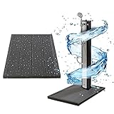 Arebos Solardusche 20L & Bodenelement | mit Sprühnebelfunktion | Pooldusche für den Garten | Wassertemperatur bis 60°C