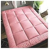 HFAFRZ Japanische Tatami Matratze, Dicker Futon Matratze Klapp, Weiche Tatami-Bodenmatratze, Futonbetten Matratze,Aufrollbare Tatami-Matte Tragbares Isomatten-Bodenbett,Rosa,1.5m x 2.0