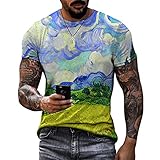 T-Shirt Herren Kurzarm Rundhals Drucken Tops Herren Sommer Regular Fit Lässig Shirt Herren Work Sport All-Match T-Shirt Herren Moderner Urban Style Shirt H