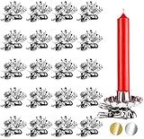 BRUBAKER 20er Pack Baumkerzenhalter für Weihnachtsbaum - Vintage Kerzenhalter Silber - Traditionelle Kerzenzwicker mit Clip