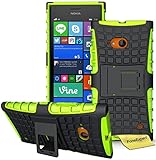 FoneExpert® Nokia Lumia 730 735 Handy Tasche, Hülle Abdeckung Cover schutzhülle Tough Strong Rugged Shock Proof Heavy Duty Case für Nokia Lumia 730 735 + Displayschutzfolie (Grün)