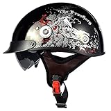 WEIZQ Halbhelm Humanized Design Motorradhelm, Robuste ABS-Schale Komfortabel Atmungsaktiv Herausnehmbares und waschbares Innenfutter mit DOT/ECE-Zulassung, für Herren und Damen 53-62CM