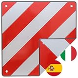 TrutzHolm® Warntafel Italien und Spanien 2 in 1 50 x 50 cm rot weiß Reflektierendes Warnschild für Heckträger und Fahrradträg