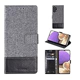 Schutzhülle für iPhone (Brieftaschenformat, Leder, Kartenfach, Fotorahmen, für Samsung Xiaomi Redmi Oppo VIVO Realme Nokia Sony OnePlus ASUS Motorola LG (grau, Samsung J1 Mini Prime)