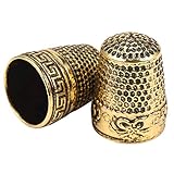 YIZAN 2 Stücke Gold Finger Fingerhut Nähen Griff Fingerspitzenschutz Metall Schild Pin Nadeln Partner Für DIY Handwerk Werkzeuge Handarb
