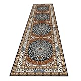 HZYDD Waschbare Flurläufer Teppiche Lange Fußmatten Retro-Stil Ornamente Modisches Bild Anti-Rutsch-absorbierender Korridor Gang Treppe Teppich,0.8m x 6