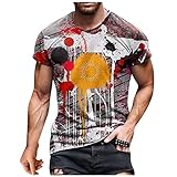 Herren T-Shirt Schwarz Mit Aufdruck 3D Druck Sport Bedruckt Leicht Casual Lässige Modern Outdoor Weiß Schwarz Shirt Tee Top Print Rundhals Sommer Freizeit Slim Fit Sportshirts Oberteil Kurzarm B