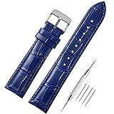 AIYIRUO Uhrenarmband,Lederarmband Ersatz-Watch Armband mit Edelstahl Metall Silber Gold Schließe für Herren Damen Krokodilmuster 18mm 20mm 22mm 24