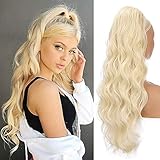 Pferdeschwanz Haarteil Extension mit Kordelzug Lang Blond Perücke Natürliches Locken Ponytail ca.62cm 613# 018C