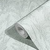 WALLCOVER Tapete Grau Silber Natur Optik Pflanzentapete Modernes Design Vliestapete Grau Silber Natur Glanzeffekt Strukturtapete Schlafzimmer Grau Silber Wohnzimmer Küche F