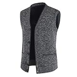 Einreihige Strickjacke Herren Casual V-Ausschnitt Pullover Weste Herbst und Winter Weste Einfarbig Ärmelloses Top Herren Strickweste Body Warmer Winter Dicke Knopfleiste Ärmellose Strickjack