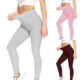 Nahtlose Damen-Yoga-Leggings, geraffte Hüften, hohe Taille, dehnbar, für Workout, Jogging, Fitnessstudio, Yoga, Yogahosen für Frauen, Scrunch Solid Jacquard Bubble Gym Shark Women Leggings, weiß, XL