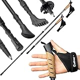 Attrac Wanderstöcke Nordic Walking Trekkingstöcke Classic Aluminium Stöcke mit Anti-Shock Dämpfung I Teleskop verstellbar & super leicht 69-136cm inkl. Workout und App I Wählbar mit Trag