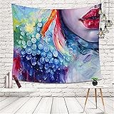 YYRAIN Nordic Polyester Druck Mädchen Mode Zuhause Wohnzimmer Schlafzimmer Wandbehang Zimmer Kunst Dekoration Tuch Geschenk Wandteppiche 52x59 Inch[W130xH150cm]