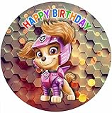 Für die Geburtstags Torte mit Wunschnamen, Zuckerbild kompatibel mit: Paw Patrol, Essbares Foto für Torten, Fondant, Tortenaufleger Ø 20cm, 0039