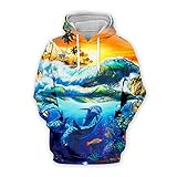 Hoodie Herren 3D Drucken Kreative Panda-Serie/Delphin-Serie Pullovers Herren Oversize Moderner Urban Style Sweatshirt Herren Frühling Herbst Straße Mode Kapuzenpullover Herren WYHT07 S