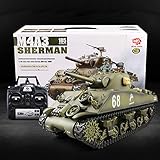 deguojilvxingshe Heng Long 1:16 Sherman M4A3 Panzer, 2.4G RC Militärpanzer mit Sound Smoke Effekt, Infrarot Kampfp