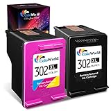 ColoWorld Remanufactured 302 XL Druckerpatronen Multipack für hp 302 XL 302XL für hp Officejet 5220 5230 3830 3832 3835 4650 5252 5255 Deskjet 2130 2132 3630 3636 Envy 4520 4527 Druckers Schwarz Farb