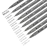 DealKits 9 Fineliner Stifte, Wasserdicht Pigmentliner Set(8 Linienbreiten und 1 Brush) Zum Skizzieren, Künstler Illustration, Tchnische Zeichnung, Office-Dokumente - Schw