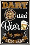 schilderkreis24 lustiger Spruch: “Dart UND Bier DAS GÖNN ICH Mir” Deko Bar Pub Schild Theke für Dart Fans Geschenkidee 20x30